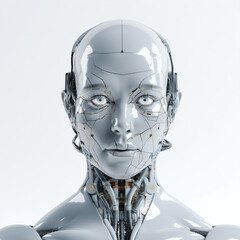 Generative ai illustration sci-fi futuristic humanoid robot.