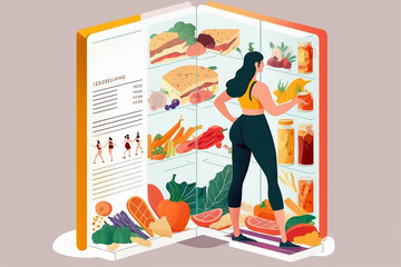 ilustração de balanceamento de alimentos nutrição saudavel 