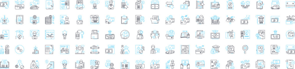 Finance services vector line icons set. Finance, Services, Investment, Banking, Credit, Loans, Insurance illustration outline concept symbols and signs