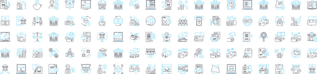 Asset management vector line icons set. Assets, Management, Investment, Financial, Optimization, Cost, Value illustration outline concept symbols and signs