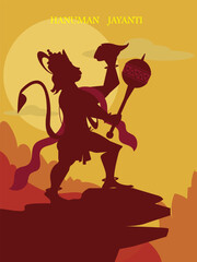 Hindu god Lord Hanuman vector illustration.
