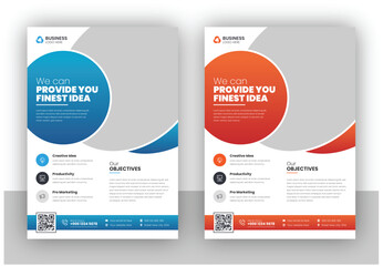 Corporate business multipurpose flyer design and brochure cover page design template with creative and minimal shapes in a4 size vector format