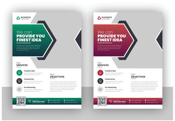 Obraz premium Corporate business multipurpose flyer design and brochure cover page design template with creative and minimal shapes in a4 size vector format