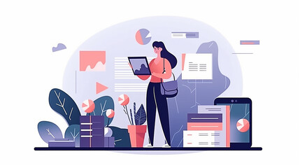 vector mulher de negócios trabalhando em casa 