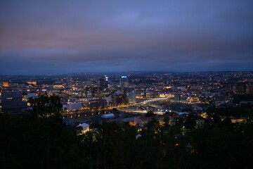 High-angle shot of the Oslo city during the night in Norway.