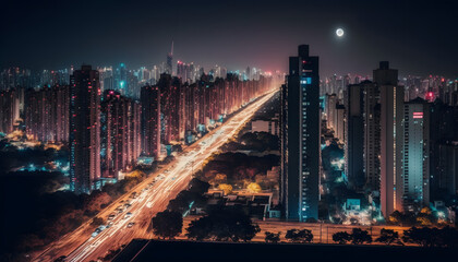 Fototapeta na wymiar Bright metropolis night. Generative AI