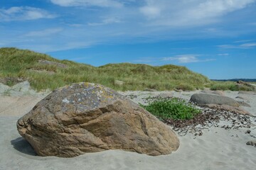 Fototapeta na wymiar Coastal landscape in the Brusand beach in Norway
