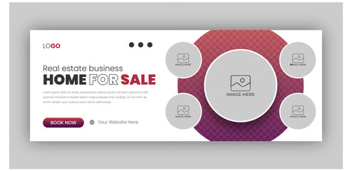 Real estate web banner and social media facebook cover template