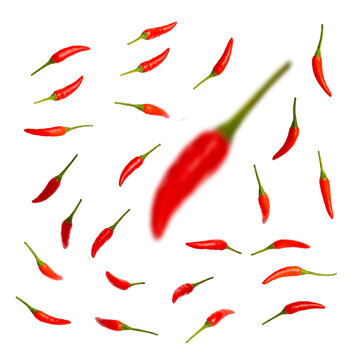 Pimenta malagueta caindo no fundo transparente. PNG