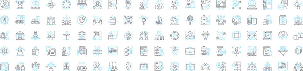 Money management vector line icons set. Budgeting, Investing, Savings, Finance, Expenditure, Credit, Profitability illustration outline concept symbols and signs