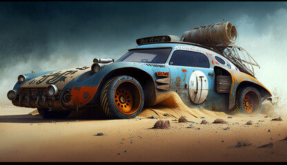 carro radical em alta velocidade em dunas de areia 