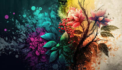 Fototapeta na wymiar Colorful spring-themed design. Generative AI