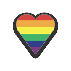 Rainbow flag in heart shape. Pride LGBTQ love. Lesbian, gay, bisexual, transgender, queer symbol. Flat icon isolated on white background