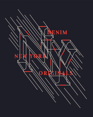 NY Line art Typography Denim New York Originals lettering poster design
