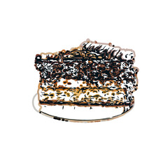 Color sketch of a piece cake with transparent background