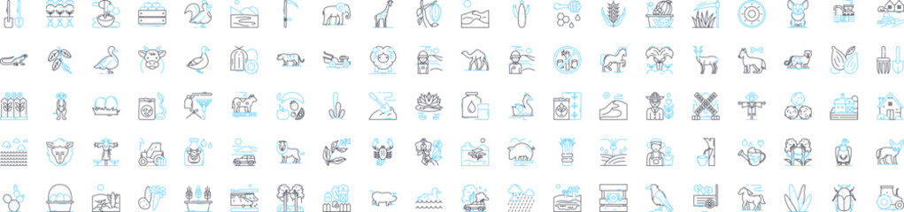 Nature agriculture vector line icons set. Farming, Agriculture, Nature, Crops, Irrigation, Cultivation, Planting illustration outline concept symbols and signs