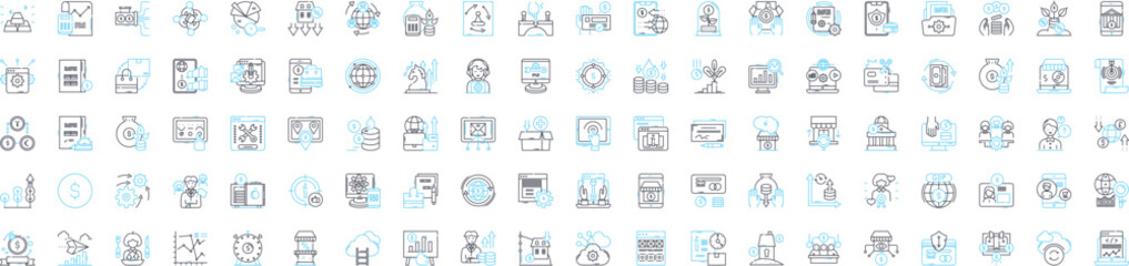 Social Economics vector line icons set. Socioeconomics, inequality, welfare, poverty, labor, markets, redistribution illustration outline concept symbols and signs