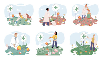 Fototapeta premium Scientist study research liquid medicine from natural herbal. Medical marijuana research. Modern and traditional medical, Alternative organic herbal drug and chemical medicine. Homeopathy healthcare