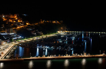 City of Agropoli from the hillside at night.