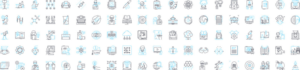 Online learning vector line icons set. eLearning, virtual, remote, digital, online, courses, tutoring illustration outline concept symbols and signs