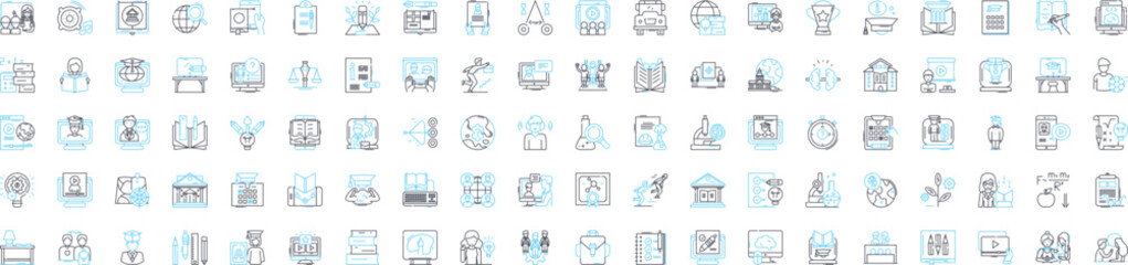 Smart school vector line icons set. Smart, School, Technology, Learn, Innovative, Intelligent, Digital illustration outline concept symbols and signs