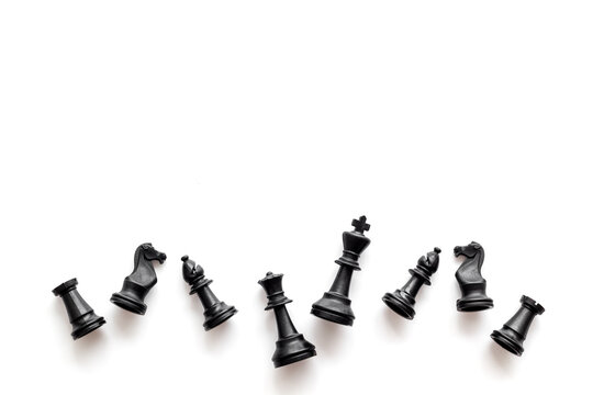 King chess and chess pieces as business competition and leadership concept
