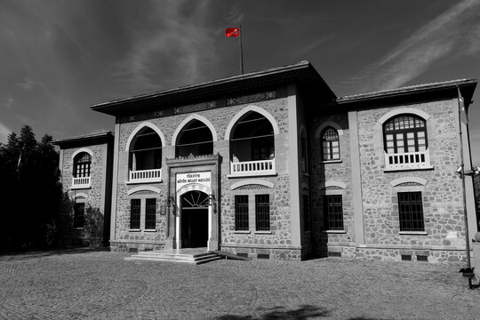 Ankara The first building of the Grand National Assembly of Turkey in Ulus (TBMM). Black and white version the building