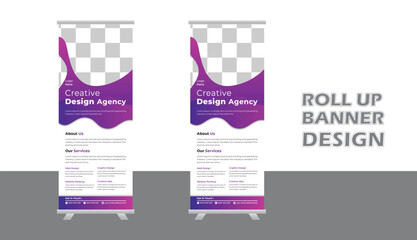Modern Business Roll-up banner design template, vertical, abstract background, pull-up design, modern x-banner, rectangle size. Stock vector. EPS
