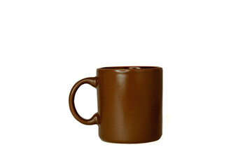 Brown cup with handle on a white isoleted background