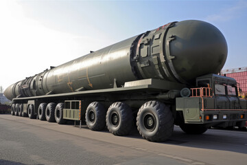 Intercontinental ballistic Missile launch, war, ICBM missile. Generative AI Technology