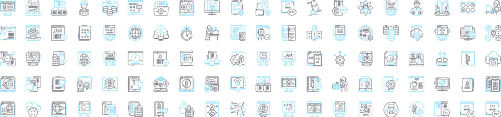 Agile management vector line icons set. Agile, Management, Process, Product, Development, Scrum, Team illustration outline concept symbols and signs