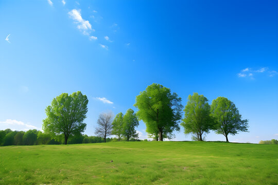 Breathing Easy: A Beautiful Landscape with a Clear Blue Sky, Celebrating the Positive Impact of Reduced Air Pollution on the Environment - AI Generative