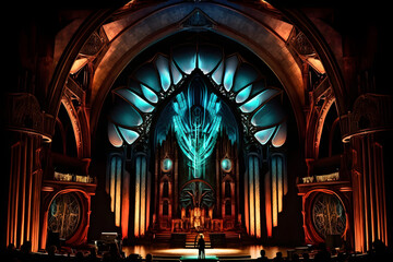 Futuristic colorful cathedral. Generative AI