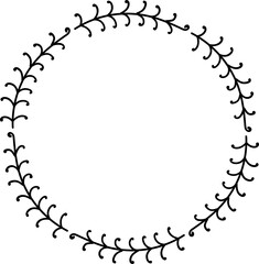 Decorative round flora frames hand drawn, Vintage laurel wreath, Transparent background
