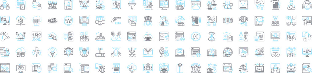 Networking vector line icons set. Networking, LAN, WAN, WiFi, Routers, Hubs, Ethernet illustration outline concept symbols and signs