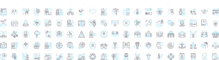 Connected business vector line icons set. Connected, Business, Networking, Digital, Online, Technology, Transformation illustration outline concept symbols and signs