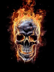 skull on fire, created with generative AI