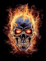 skull on fire, created with generative AI