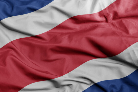 waving national flag of costa rica .macro shot. 3D illustration