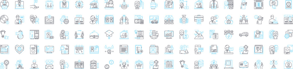 Business workplace vector line icons set. Workplace, Business, Office, Team, Productivity, Employees, Employers illustration outline concept symbols and signs