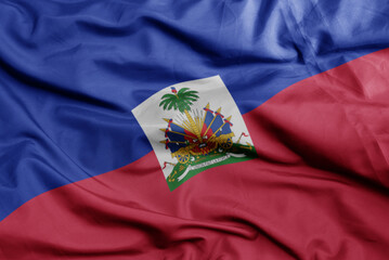 waving national flag of haiti .macro shot. 3D illustration - obrazy, fototapety, plakaty