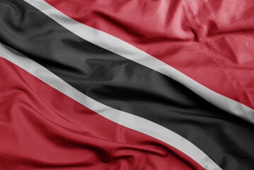 waving national flag of trinidad and tobago .macro shot. 3D illustration