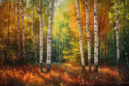 Forest in autumn season, AI generated