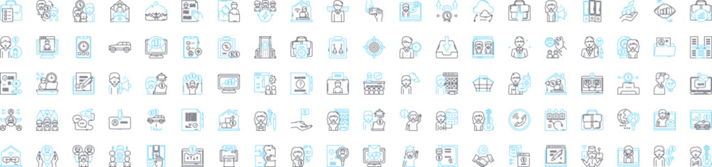 Fototapeta premium Talent development vector line icons set. Education, Training, Coaching, Mentoring, Knowledge, Skills, Potential illustration outline concept symbols and signs