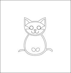  A sweet cat vector line art.