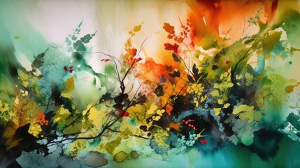 Naklejka na ściany i meble Whispering of nature. Alcohol ink abstract background. Watercolor painting. Decorative image. Generative AI. 