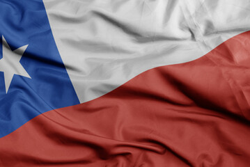 waving national flag of chile .macro shot. 3D illustration