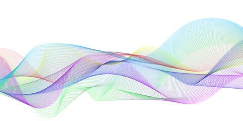 Abstract colorful blue, pink blend wave lines on transparent background. Modern colorful flowing wave lines and glowing moving lines. Futuristic technology and sound wave pattern.