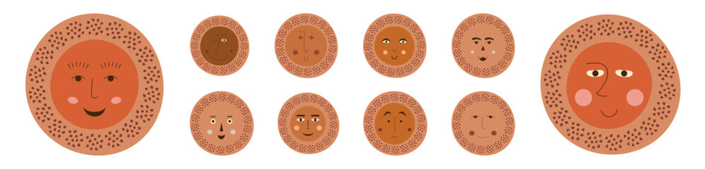 Male bizzare visage, abstract personage, mascot design, funny face, cute icon.