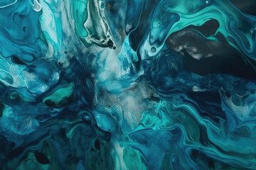 Fototapeta na wymiar Abstract art teal blue green gradient paint background with liquid fluid grunge texture. Generative AI.